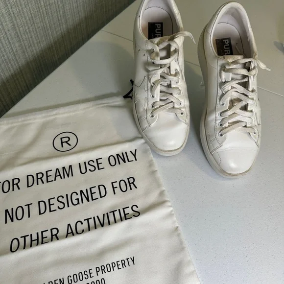 Golden Goose Purestar (GGDB/PURE) White Leather Sneakers, Size 9.5 - Picture 11 of 15